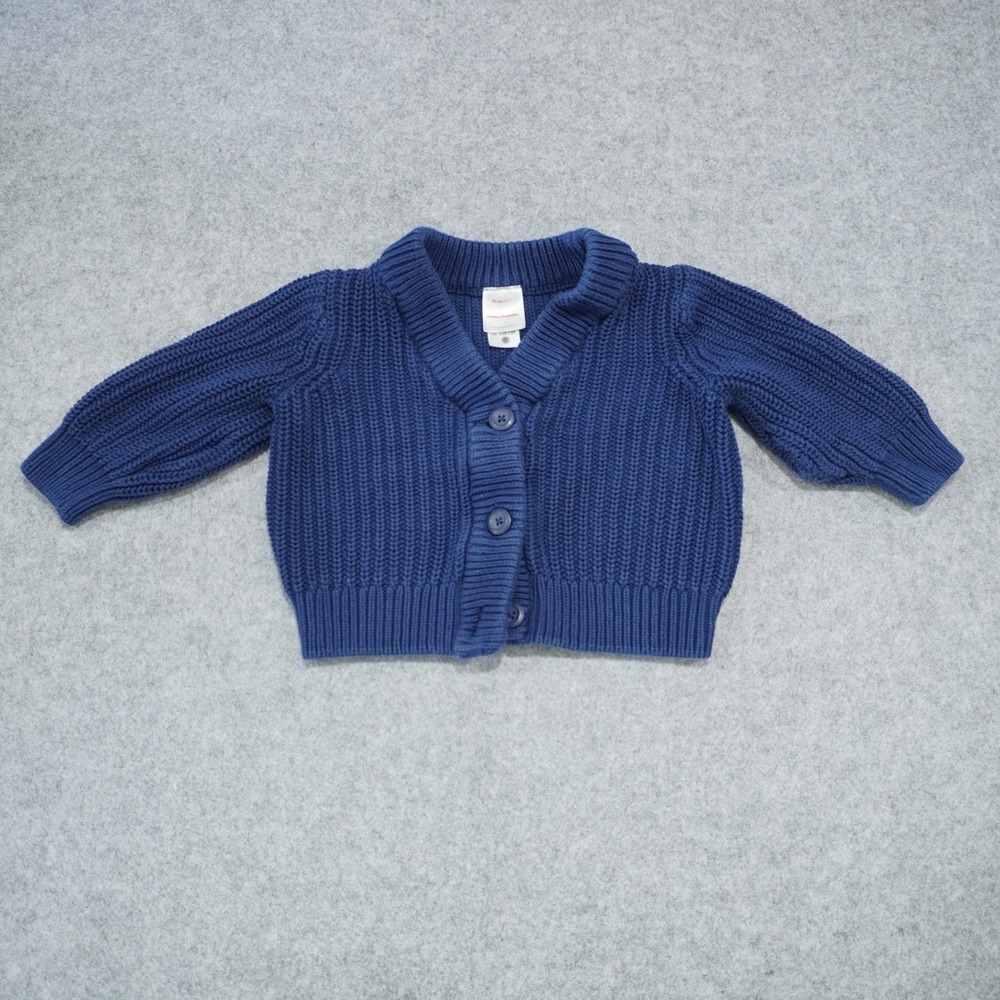 Hanna Andersson Kid's Size 3T Blue Cardigan Shaker Rib Knit Shawl Collar Sweater